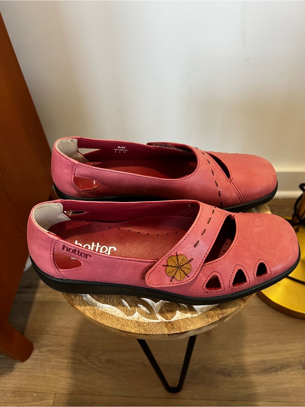 hotter Coral Pink Mary Jane Flats with Floral Accent